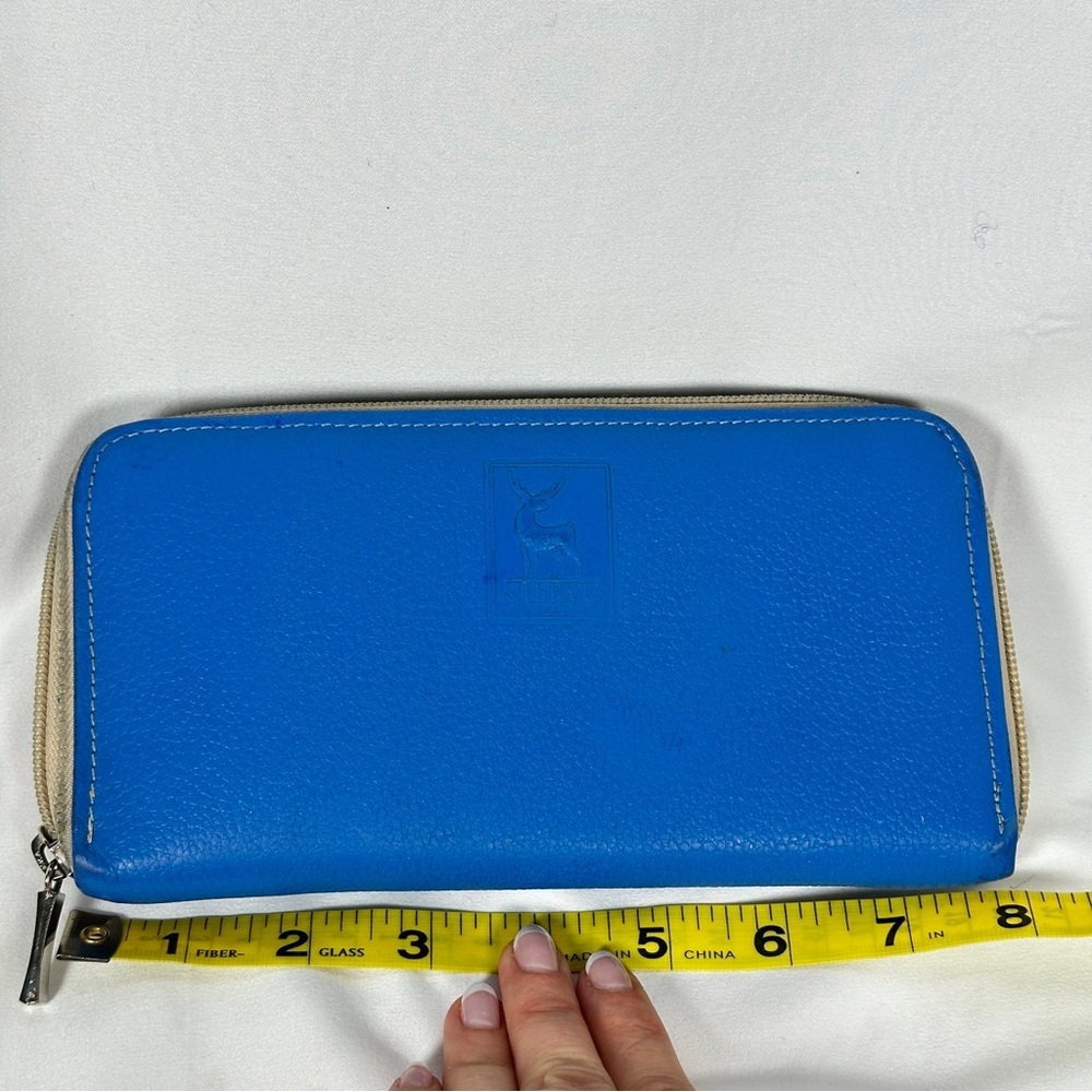 CIERVO Handmade Leather Zip Around Wallet Royal Blue - Picture 10 of 12